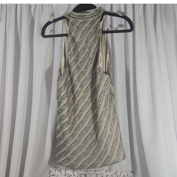 Silk Business Blouse in Tan and Black with silk liner in Size 12 by Worthington - Picture 3 of 7